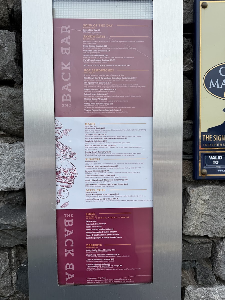 The Back Bar. Keswick Menu - Image 1